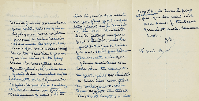 Ill. 1. Courrier de George Sand à Eugène Lambert, 1862. Source : Fonds de la Bibliothèque Ascoli, Correspondance Sand-Lambert, SorbonNum.