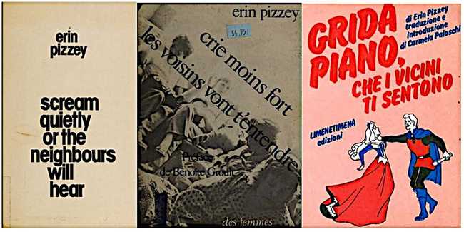 Ill. 2 : Scream Quietly or the Neighbours Will Hear d’Erin Pizzey publié à Londres en 1974 et ses traductions française (Des Femmes, 1975) et italienne (Limenetimena, 1977).